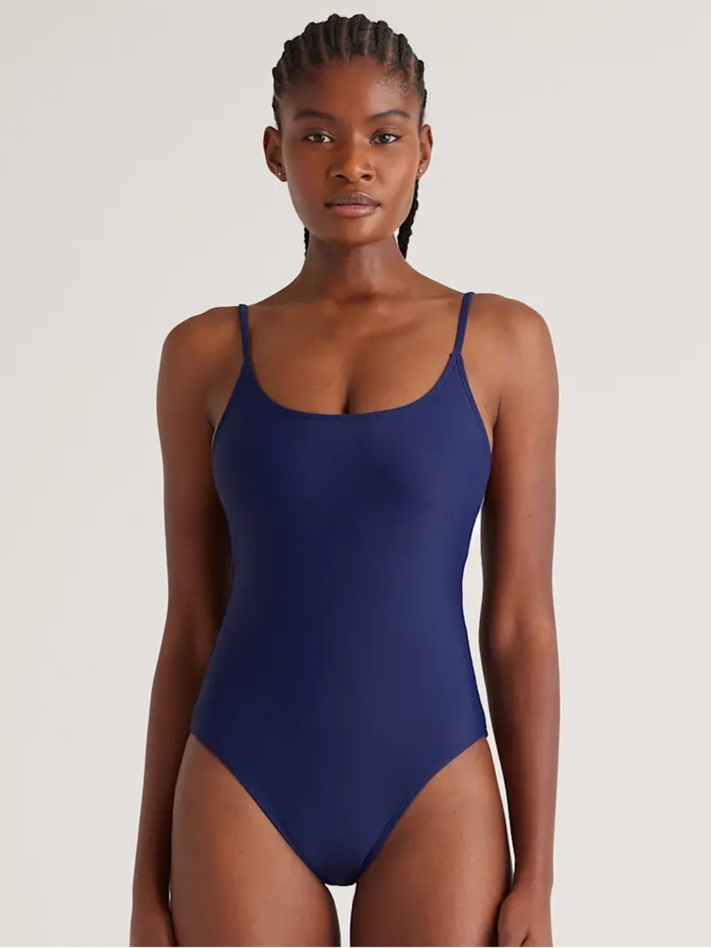 Quince NWT Italian Cami One-Piece Swimsuit Adjustable Straps XL‎ Deep Navy Comfy